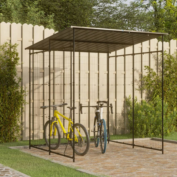 Black Steel vidaXL Bicycle Shed