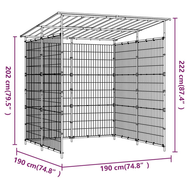 Black Steel vidaXL Bicycle Shed