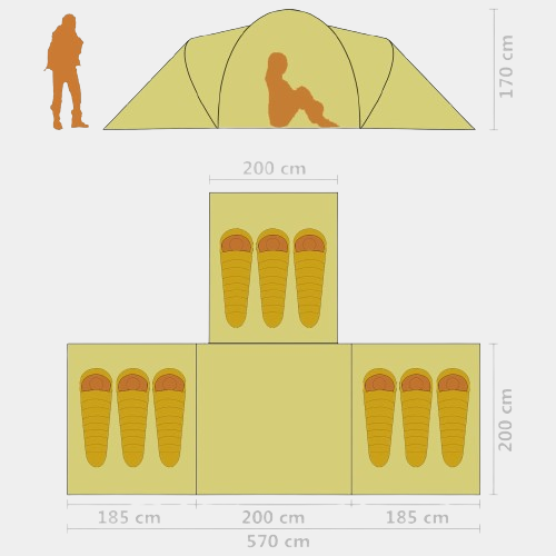 Nine Persons VidaXL Camping Tent